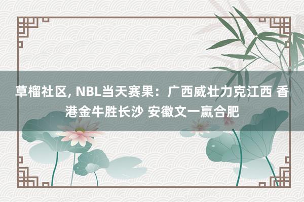 草榴社区， NBL当天赛果：广西威壮力克江西 香港金牛胜长沙 安徽文一赢合肥