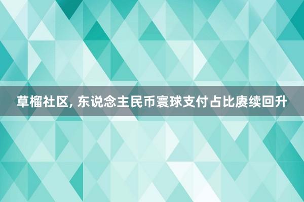 草榴社区， 东说念主民币寰球支付占比赓续回升