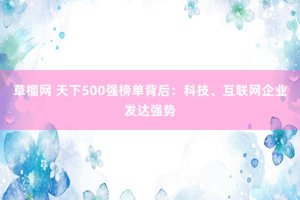 草榴网 天下500强榜单背后：科技、互联网企业发达强势