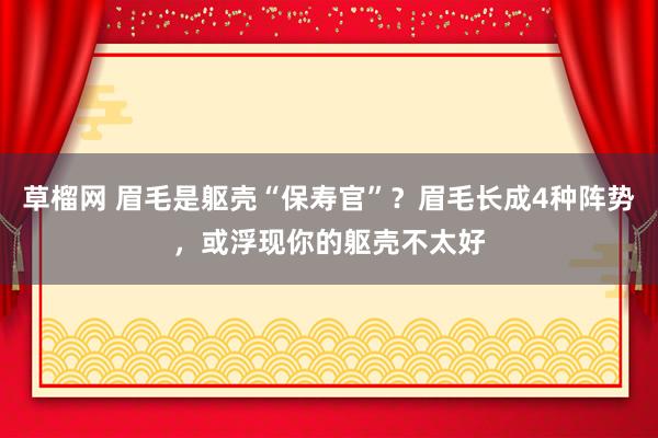 草榴网 眉毛是躯壳“保寿官”？眉毛长成4种阵势，或浮现你的躯壳不太好