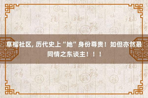 草榴社区， 历代史上“她”身份尊贵！如但亦然最同情之东谈主！！！