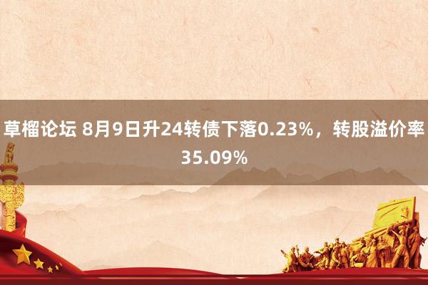 草榴论坛 8月9日升24转债下落0.23%，转股溢价率35.09%