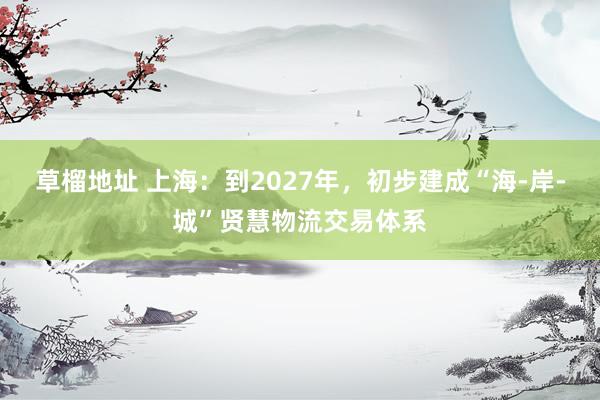 草榴地址 上海：到2027年，初步建成“海-岸-城”贤慧物流交易体系