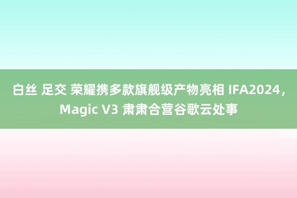 白丝 足交 荣耀携多款旗舰级产物亮相 IFA2024，Magic V3 肃肃合营谷歌云处事