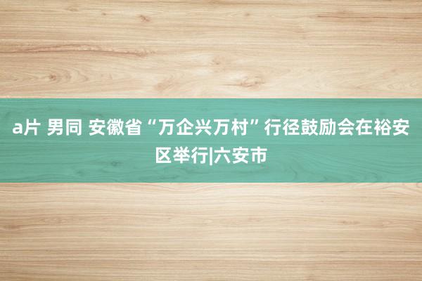 a片 男同 安徽省“万企兴万村”行径鼓励会在裕安区举行|六安市